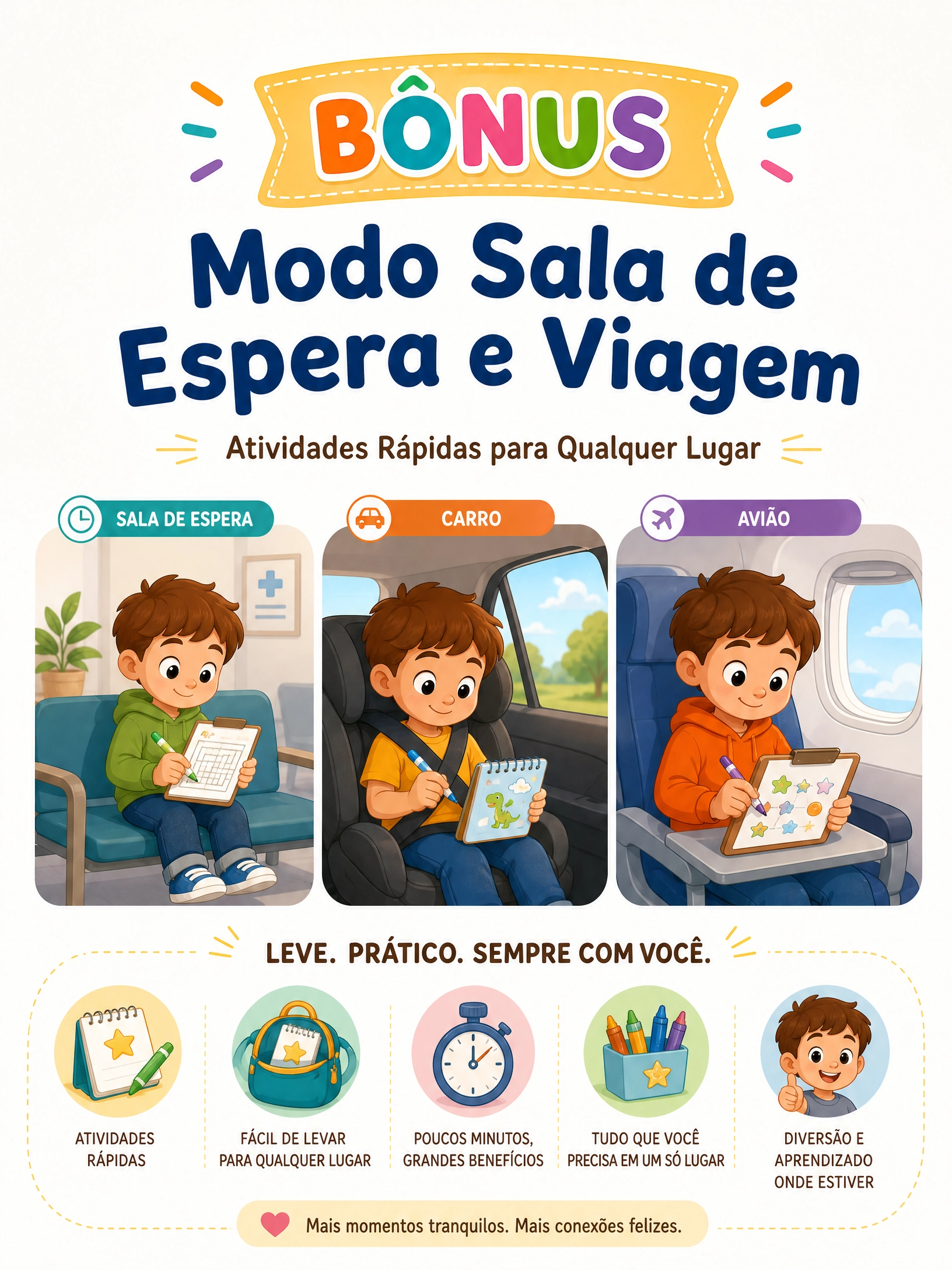 Bônus Modo Sala de Espera e Viagem — atividades rápidas para qualquer lugar